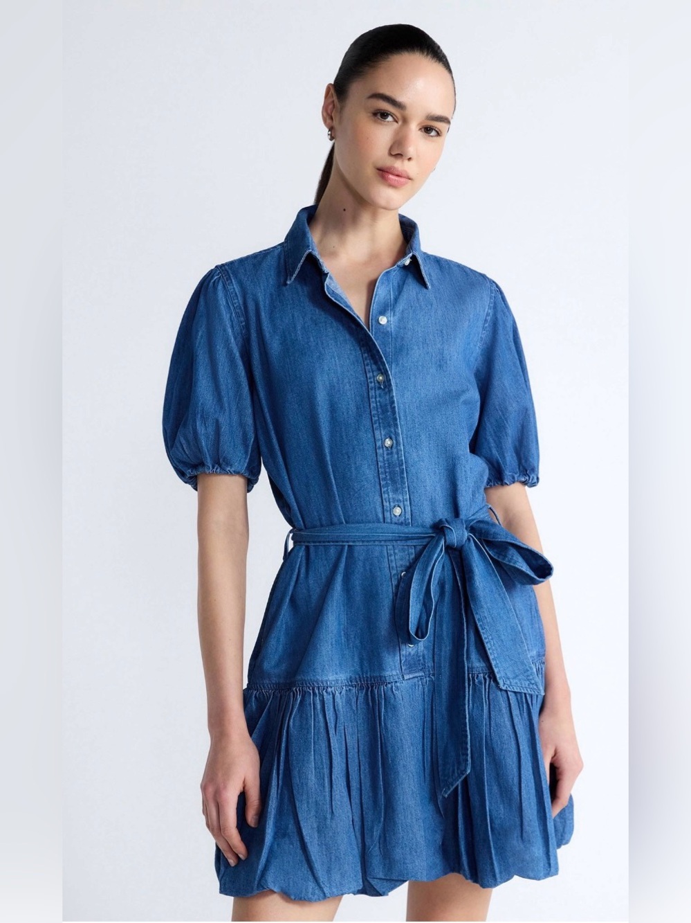 Free Assembly Women’s Cotton Mini Dress w/ Puff Sleeves